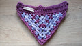 Purple Dog Bandana, Crochet Dog Scarf, Cotton Slip Over The Collar Bandana