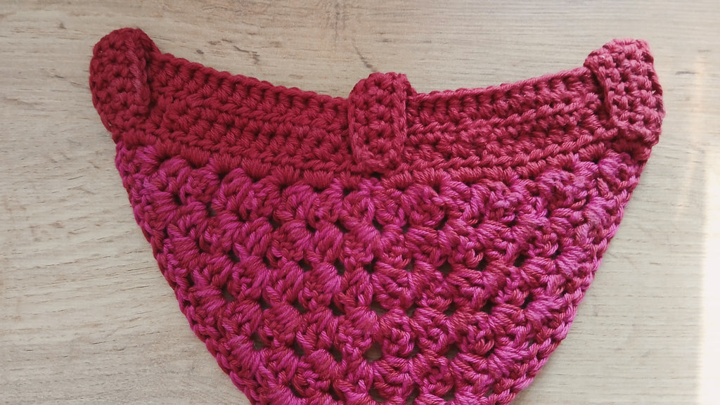 Small Red Dog Bandana, Crochet Dog Scarf, Slip Over The Collar Cotton Bandana